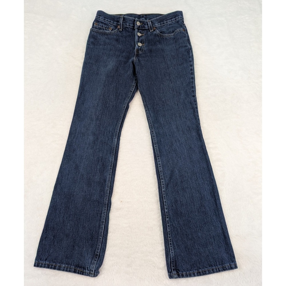 VTG Levi's Boot Cut Bare Back Jeans Junior's 7 Blue Button Fly Made in USA Y2K